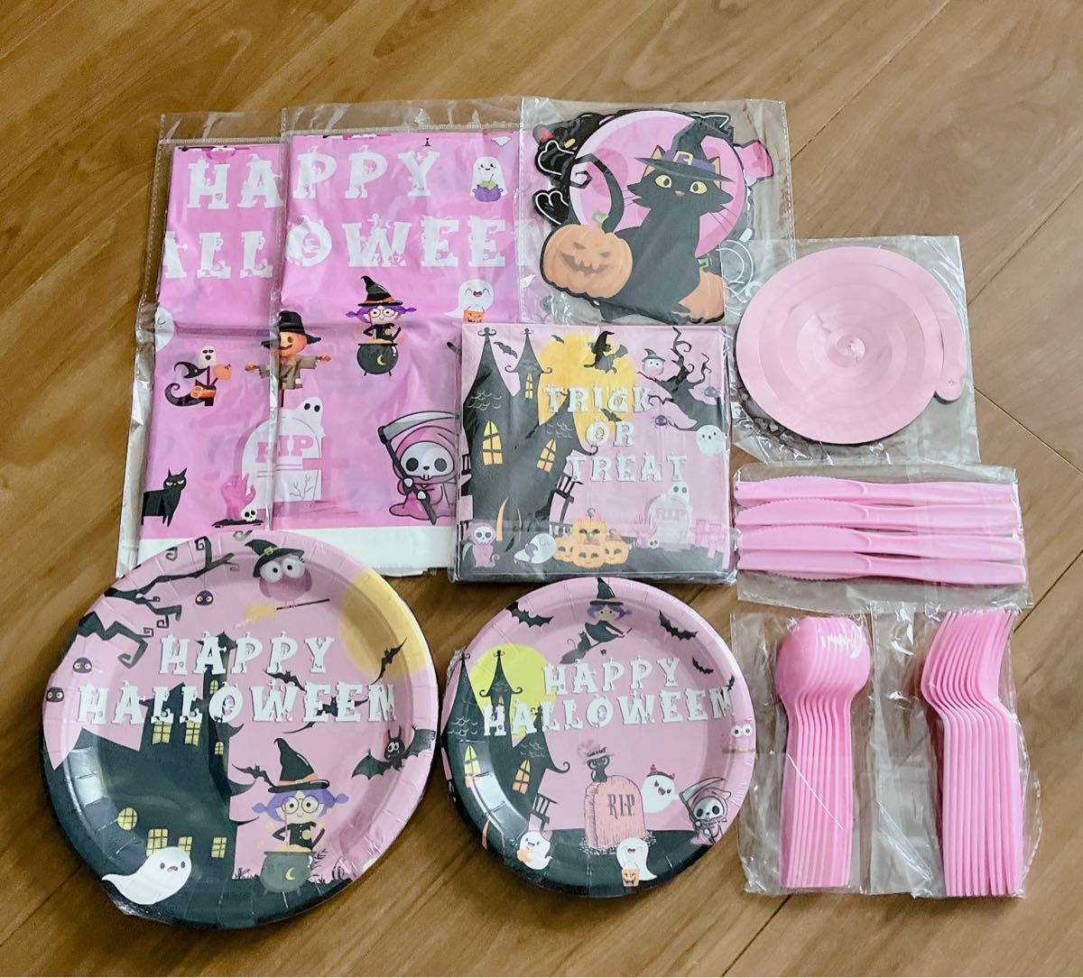 紙皿 カトラリー パーティー ピクニック キャンプ プラスチック ピンク