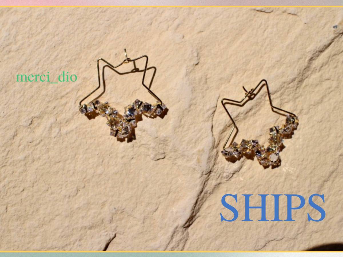  Ships SHIPSs tarp -p Gold color zirconia earrings accessory .. clear zircon new goods unused Wai Ron Herman 