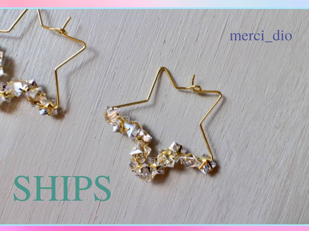  Ships SHIPSs tarp -p Gold color zirconia earrings accessory .. clear zircon new goods unused Wai Ron Herman 