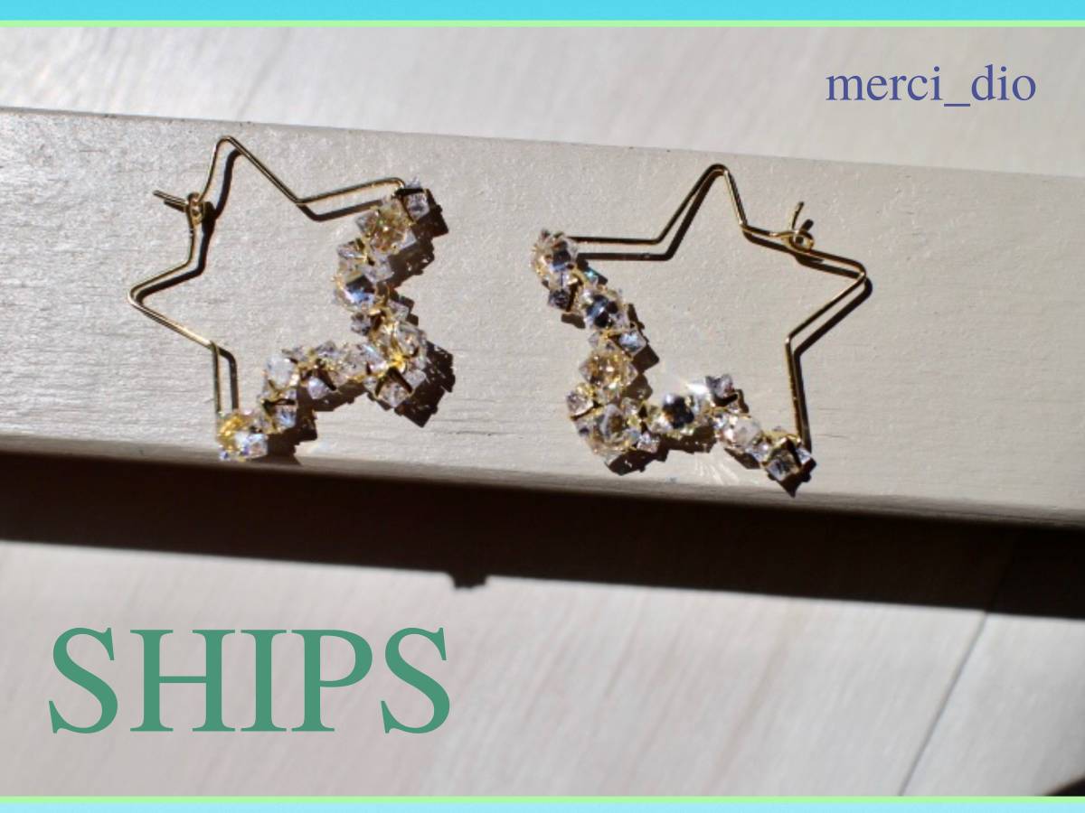  Ships SHIPSs tarp -p Gold color zirconia earrings accessory .. clear zircon new goods unused Wai Ron Herman 