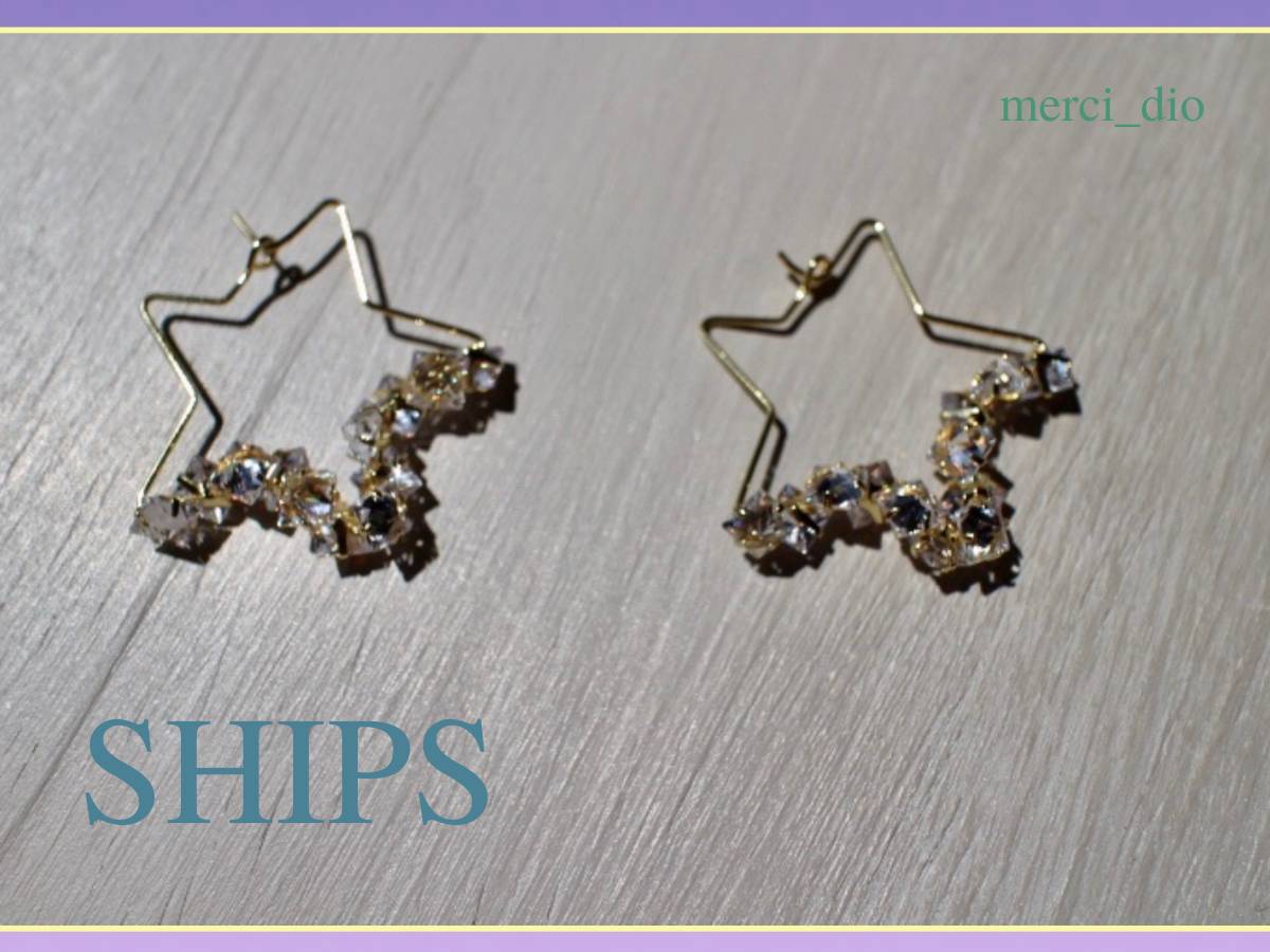  Ships SHIPSs tarp -p Gold color zirconia earrings accessory .. clear zircon new goods unused Wai Ron Herman 