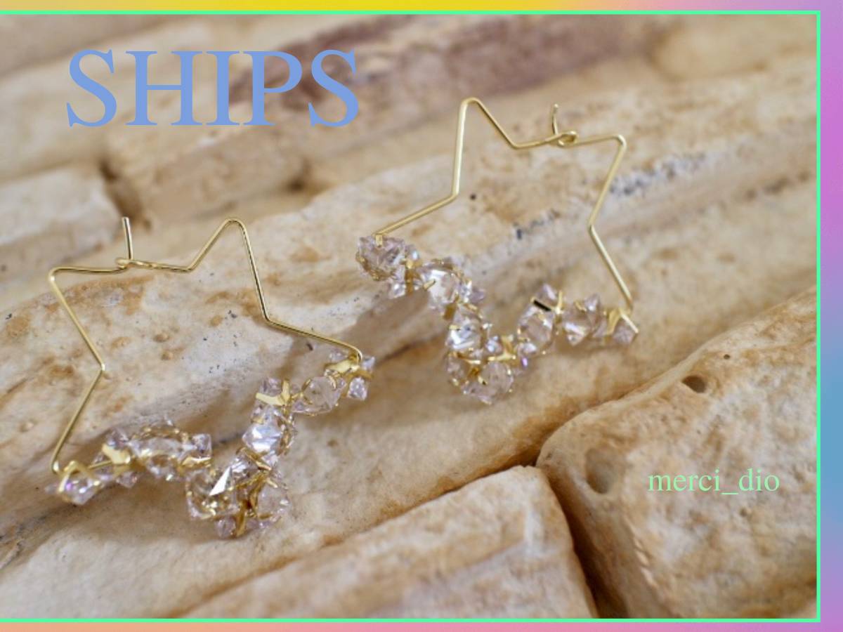  Ships SHIPSs tarp -p Gold color zirconia earrings accessory .. clear zircon new goods unused Wai Ron Herman 