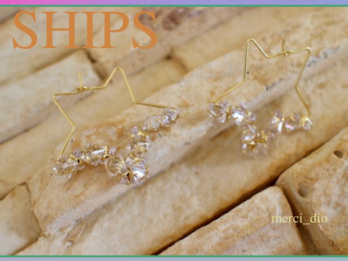  Ships SHIPSs tarp -p Gold color zirconia earrings accessory .. clear zircon new goods unused Wai Ron Herman 