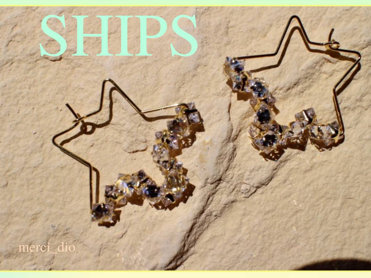  Ships SHIPSs tarp -p Gold color zirconia earrings accessory .. clear zircon new goods unused Wai Ron Herman 