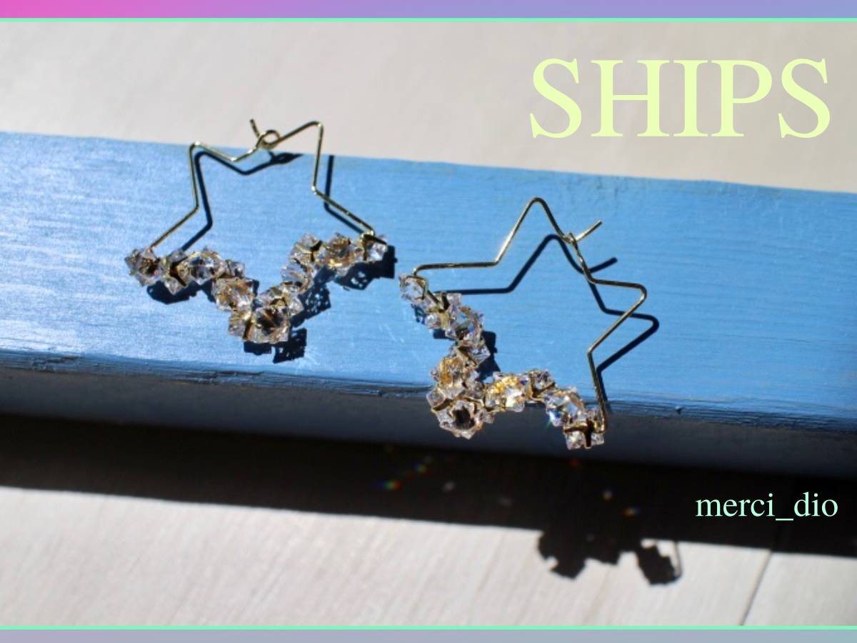  Ships SHIPSs tarp -p Gold color zirconia earrings accessory .. clear zircon new goods unused Wai Ron Herman 