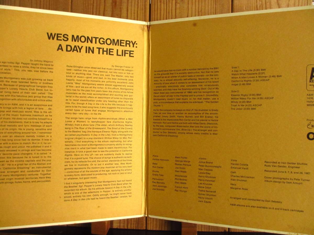 オリジナル / Wes Montgomery / ウェスモンゴメリー / A Day In The Life / A&M Records / SP 3001 / US盤 / 大ロゴ / RVG / マット_画像2