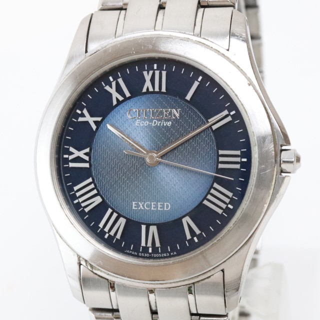 2312-524 シチズン ソーラー充電式 腕時計 CITIZEN G530-T003001 エクシード ローマン数字 カラー文字盤 純正ブレス_画像1