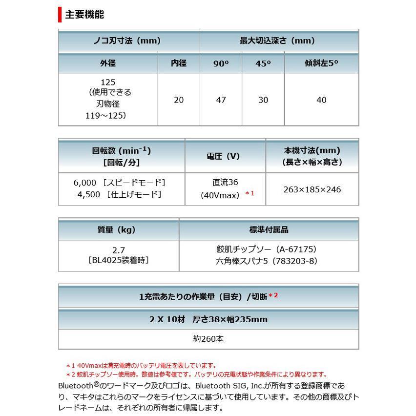 マキタ[makita] 40V-2.5Ah 125mm 充電式マルノコ HS008GRDX（青/一般ベース/無線連動対応)_画像4