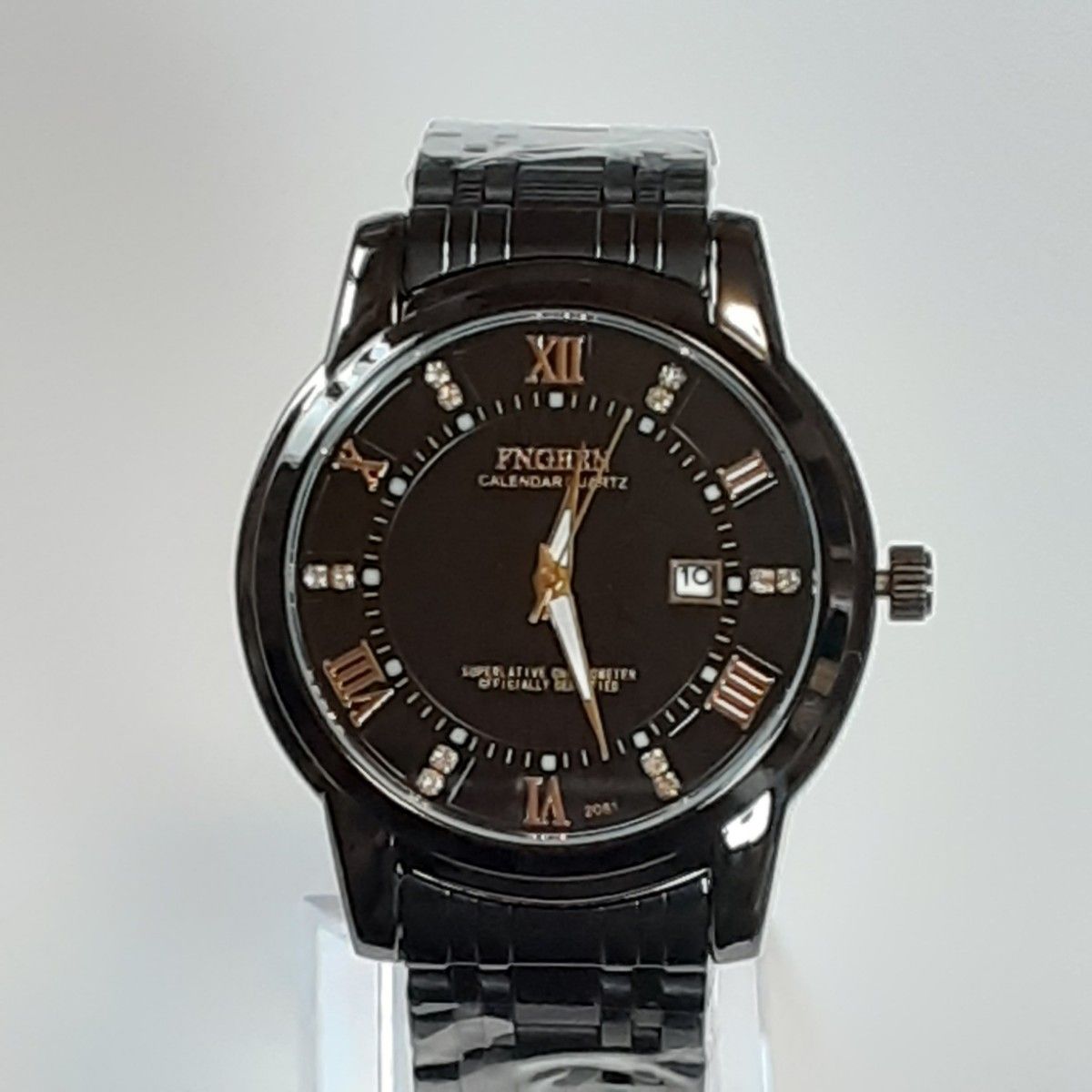 メンズ腕時計　大ヒット　ビジネス　高品質　デイトクォーツ　電池式　特価　ブラック