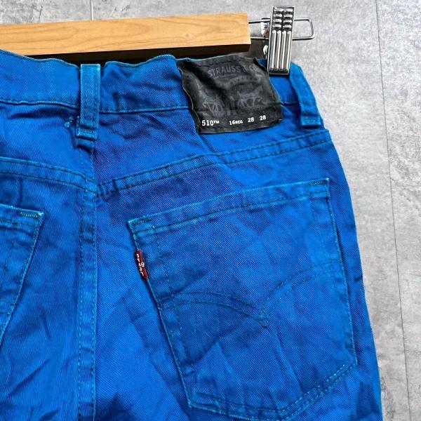 【中古】Levi's510TM ブルー ジップフライ スキニー カラーパンツ レディース W28L28 実寸W28in 5510-G25 USA 海外輸入 古着 LK10070_画像9