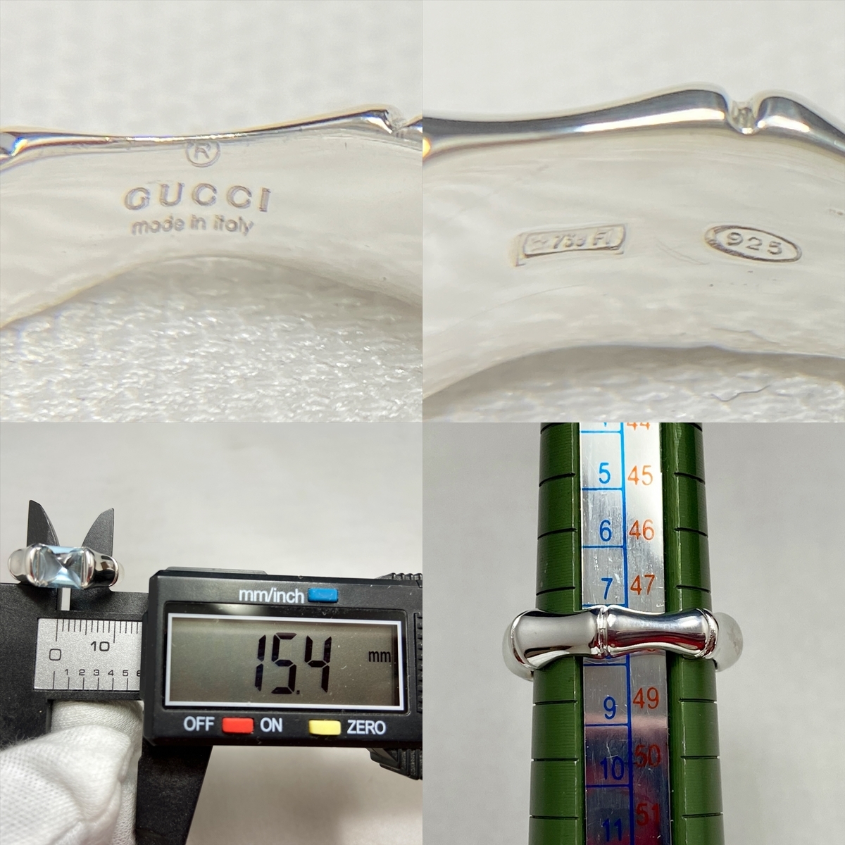 新品仕上 廃盤 希少 グッチ GUCCI バンブー リング 指輪 シルバー ブルートパーズ 7.5号 925