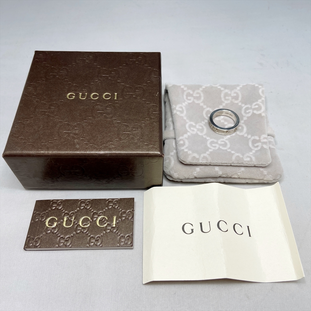 新品仕上 グッチ GUCCI 筆記体 ロゴ シルバー リング 指輪 925 7号