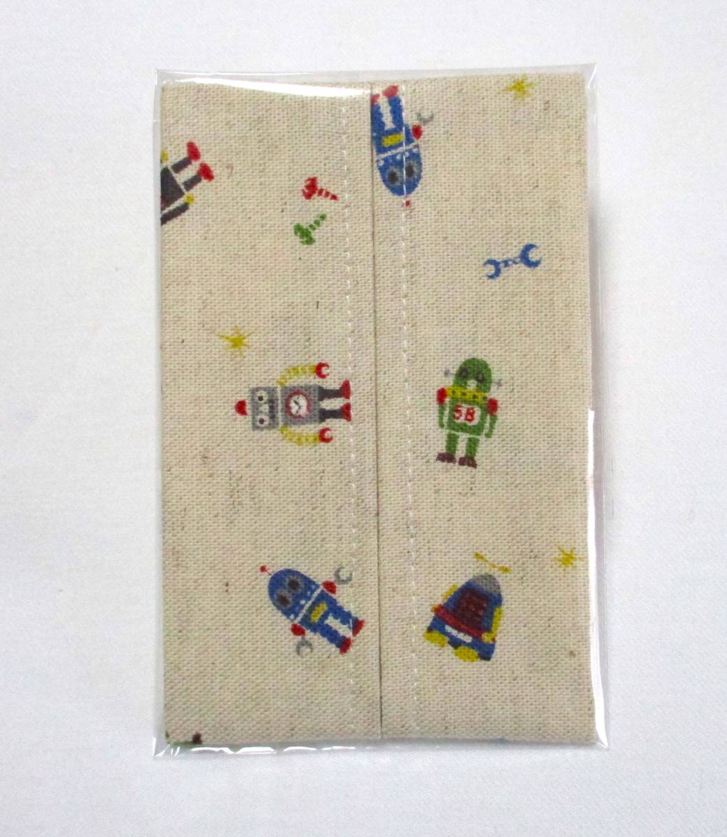  hand made!* robot pattern unbleached cloth *(10x7) Mini pocket tissue case cover ***