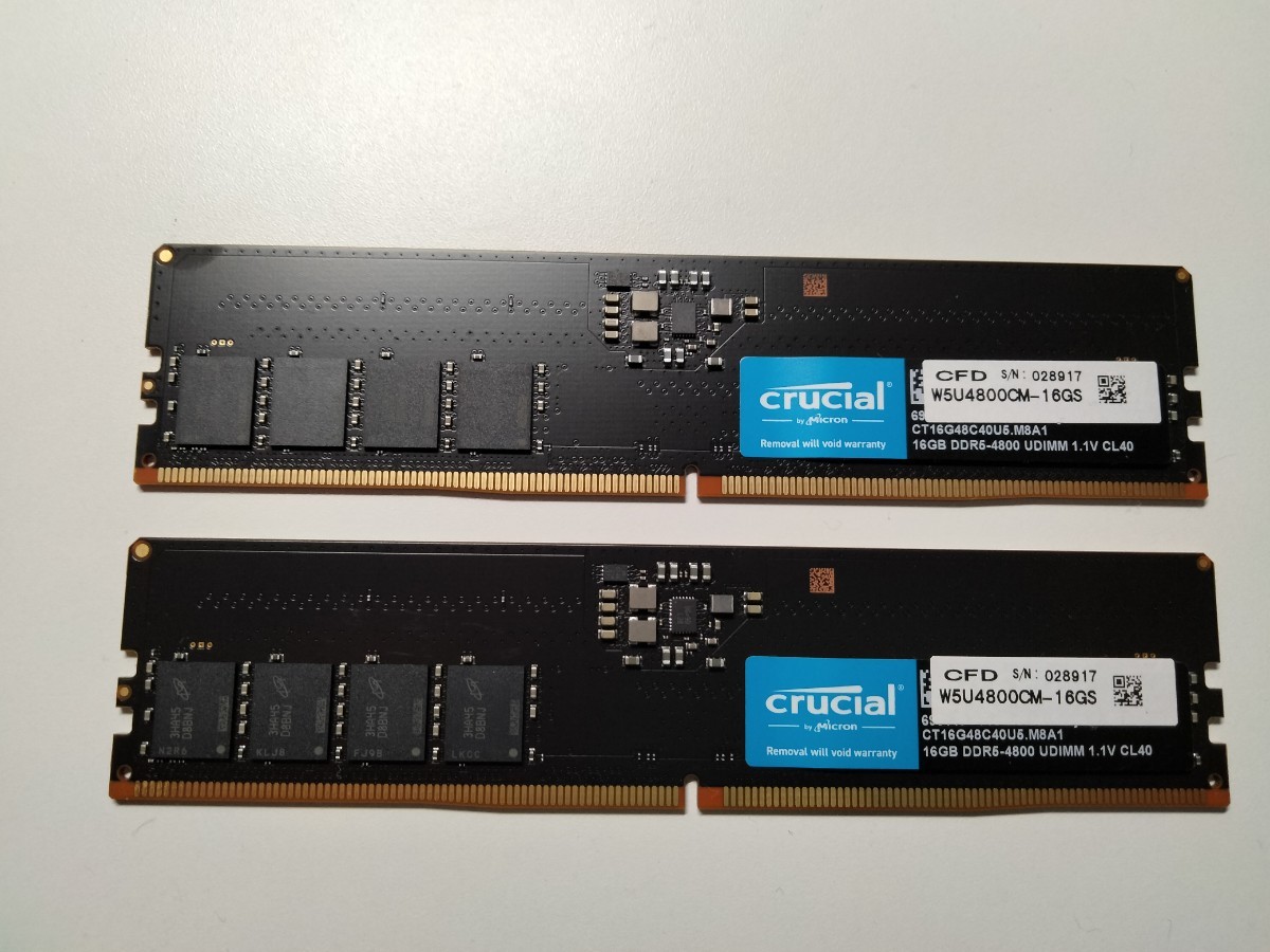 動作確認済】Crucial Micron DDR5 メモリ 16GB x2 32GB キット(DIMM