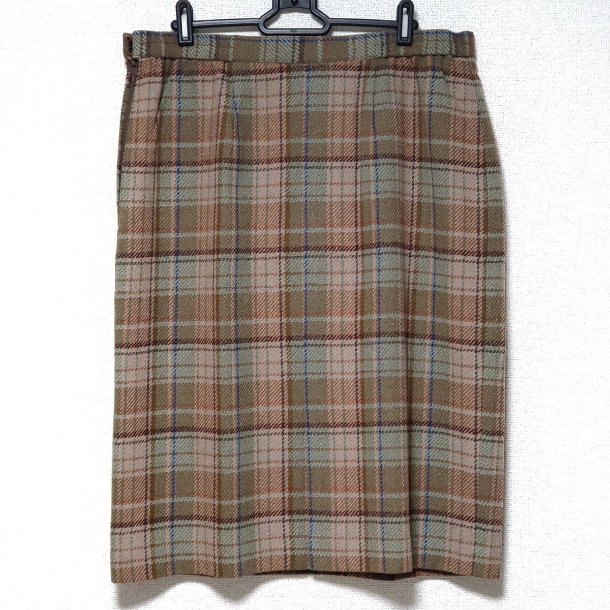 Fitme フィットミー ブラウン系 チェック柄 ウール82% スカート サイズ19（約3L～4Lサイズ相当） 日本製_画像2