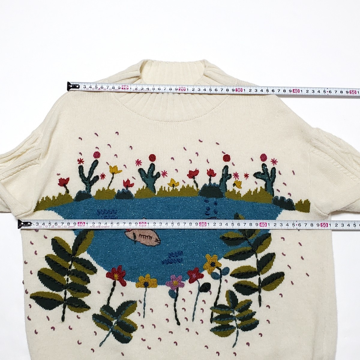 Jocomomola ホコモモラ セーター ニット サイズ40（約Mサイズ相当）　刺繍 オフホワイト_画像7