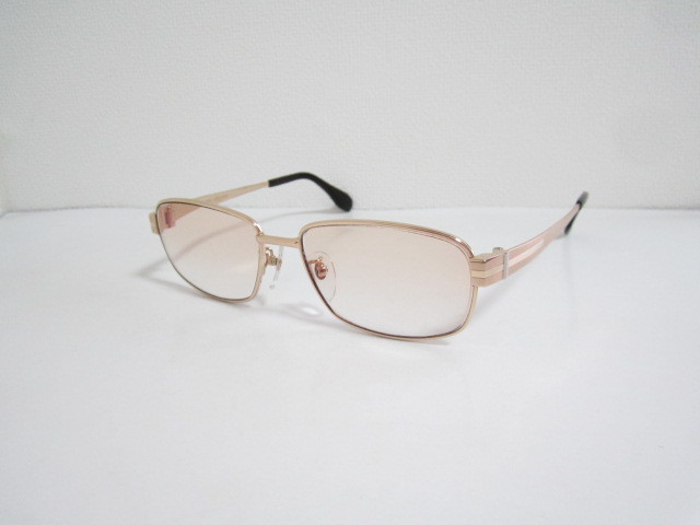 籠◆HAMAMOTO HT-7008 F:Ti T:B Ti 国産 日本製 ハマモト スクエア型 パッションゴールド系 眼鏡 程度良品