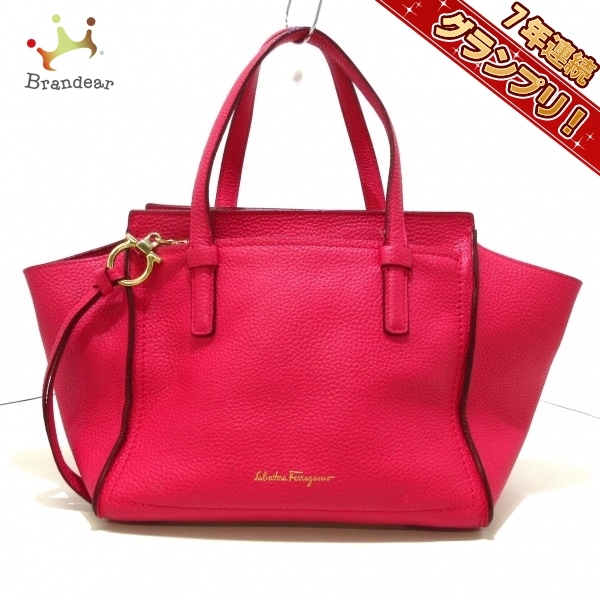 サルバトーレフェラガモ SalvatoreFerragamo ハンドバッグ 21F478 エイミー レザー ピンク レディース バッグ_画像1