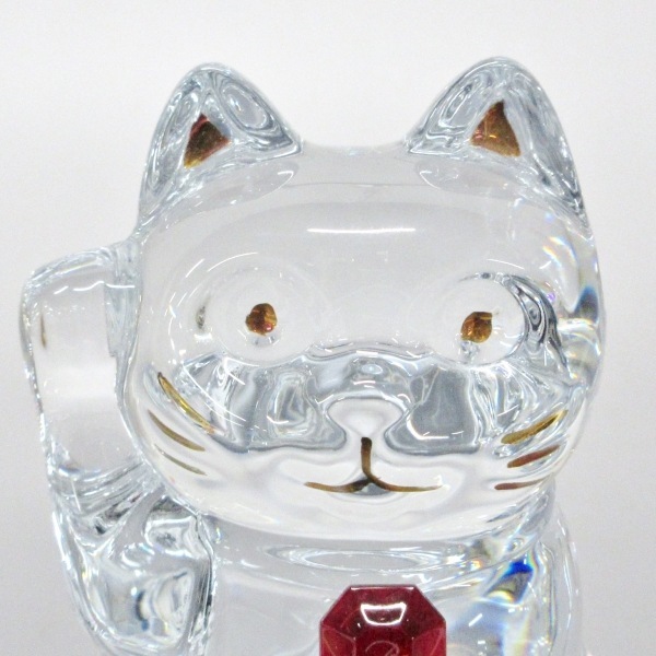 バカラ Baccarat ラッキーキャット クリスタルガラス ゴールド×クリア 置物/招き猫 美品 小物_画像4