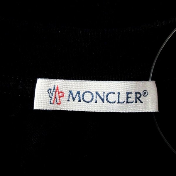 モンクレール MONCLER 半袖Tシャツ サイズXS MAGLIA MANICHE CORTE 黒×白 レディース クルーネック/ロゴ刺繍 トップス_画像3