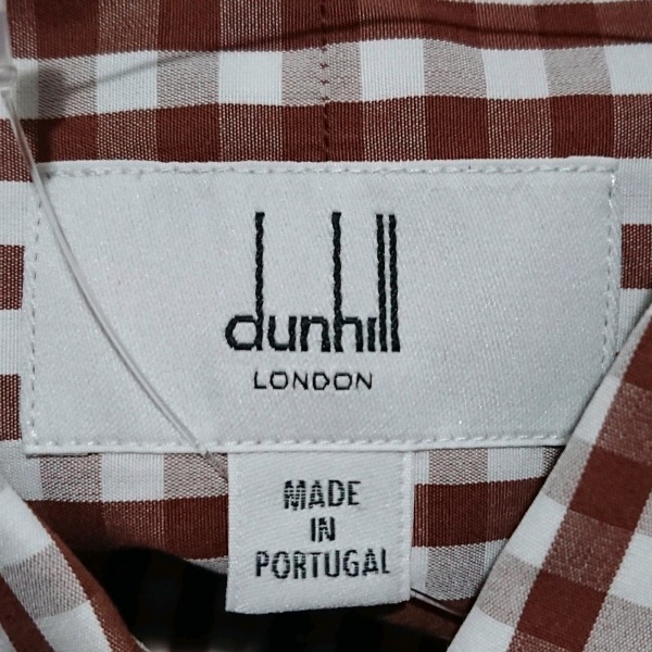 ダンヒル dunhill/ALFREDDUNHILL 半袖シャツ サイズM - ダークブラウン×白 メンズ チェック柄 トップス_画像3