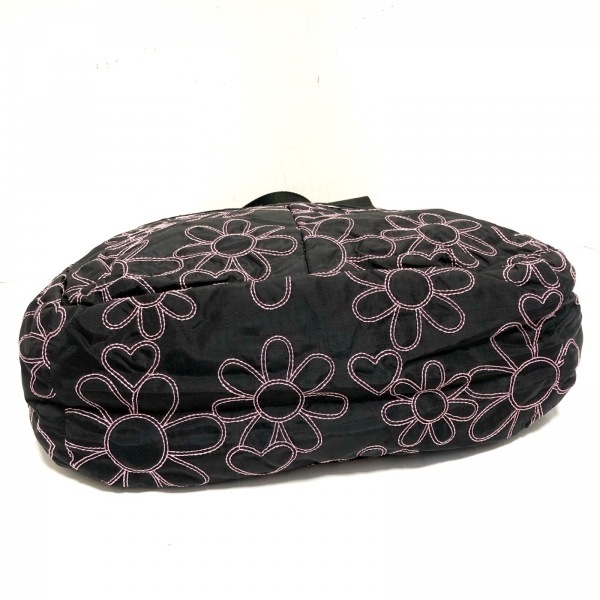 レスポートサック LESPORTSAC ハンドバッグ - レスポナイロン 黒×ピンク 刺繍 バッグ_画像4