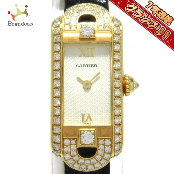 Cartier(カルティエ) 腕時計 タンクアロンジェ WB302251 レディース K18YG×革ベルト/ダイヤベゼル アイボリー
