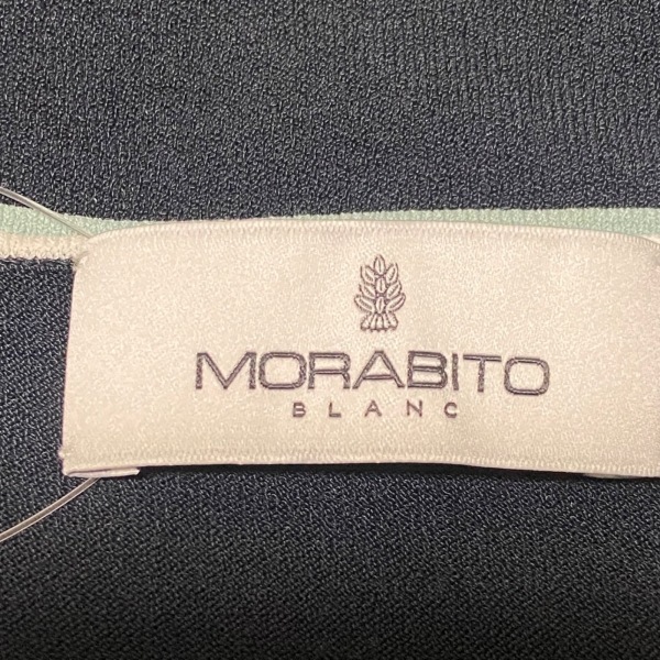 モラビト MORABITO 七分袖セーター サイズ38 M - 黒×白×ライトグリーン レディース Vネック/BLANC トップス_画像3