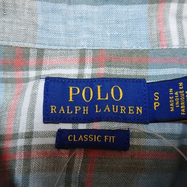 ポロラルフローレン POLObyRalphLauren 長袖シャツ サイズSP S - ライトブルー×レッド×マルチ メンズ 麻/チェック柄 トップス_画像3