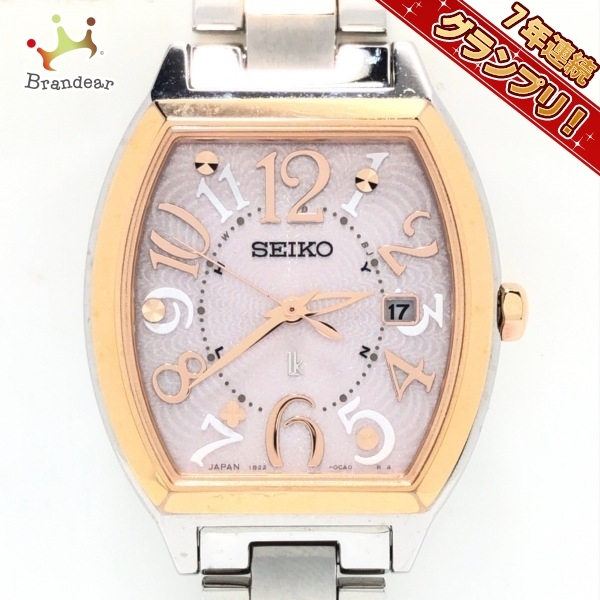 【値下げ】 1B22-0BB0 LUKIA(ルキア) 腕時計■美品 SEIKO(セイコー) レディース ベージュ 電波 ルキア