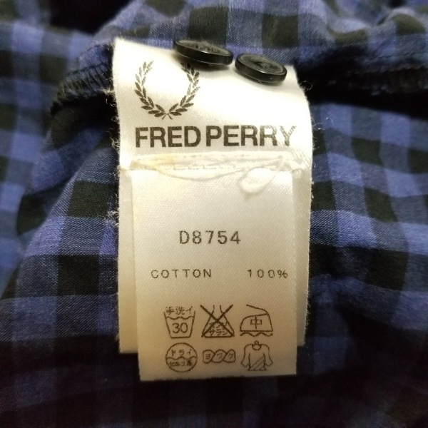 フレッドペリー FRED PERRY サイズ36EUR - ブルー×黒 レディース レギュラーカラー/長袖/ひざ丈/チェック柄/シャツワンピ ワンピース_画像4