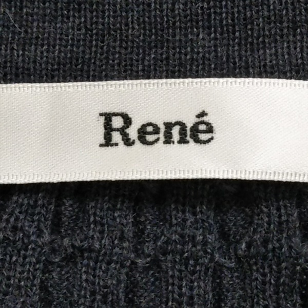 ルネ Rene サイズ34 S - ダークグレー レディース クルーネック/長袖/ロング/ニット/フラワー(花) 美品 ワンピース_画像3