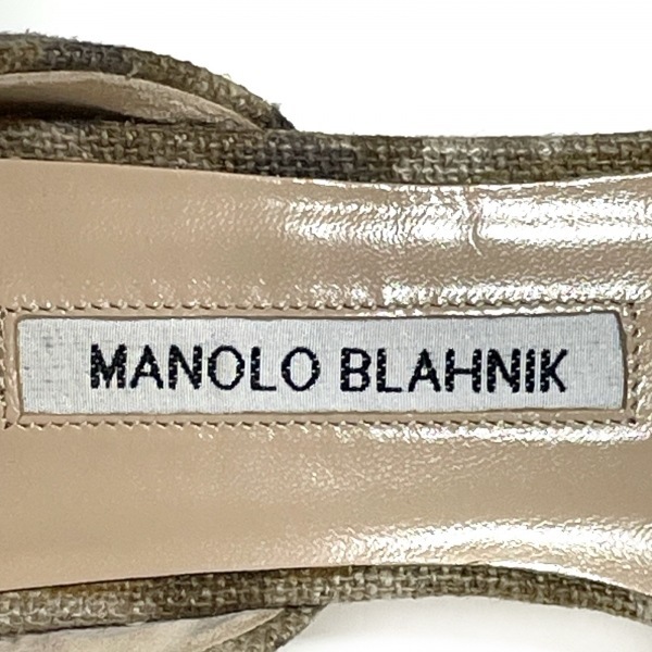 マノロブラニク MANOLO BLAHNIK フラットシューズ 36 - 麻 ベージュ×ダークグリーン×ダークブラウン レディース 迷彩柄 靴_画像5