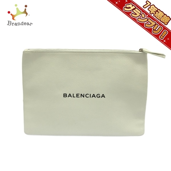バレンシアガ BALENCIAGA クラッチバッグ 485110 エブリデイロゴクリップM レザー 白 バッグ
