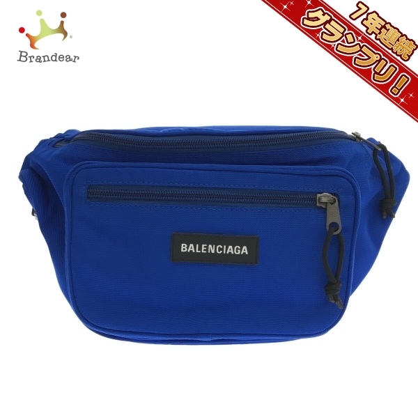 バレンシアガ BALENCIAGA ウエストポーチ 482389 エクスプローラーベルトパック ナイロン ブルー 美品 バッグ