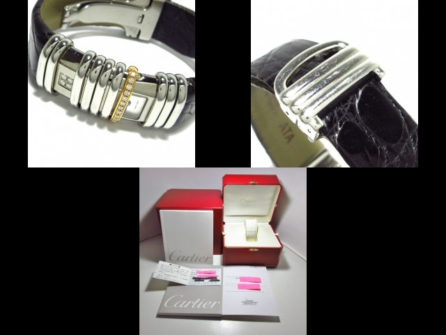 Cartier(カルティエ) 腕時計 デクラレーション WT000830 レディース 革ベルト/K18YG×チタン/ダイヤモンド シルバー_画像10