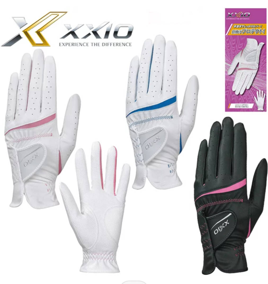 21㎝ ★ ダンロップ ゼクシオ ★レディース ゴルフグローブ GGG-X016W 手首長で日焼けカット ★白/紺 21㎝ 片手 21㎝ ★ ダンロップ ゼクシオ ★レディース ゴルフグローブ GGG-X016W 手首長で日焼けカット ★白/紺 21㎝ 片手