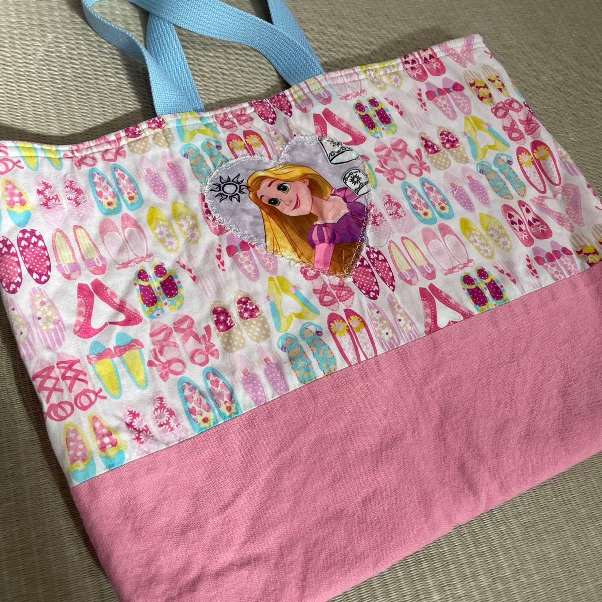レッスンバッグ シューズケース　シューズ袋 絵本袋 てさげ 絵本バッグ ハンドメイド 女の子　プリンセス　ピンク　新品
