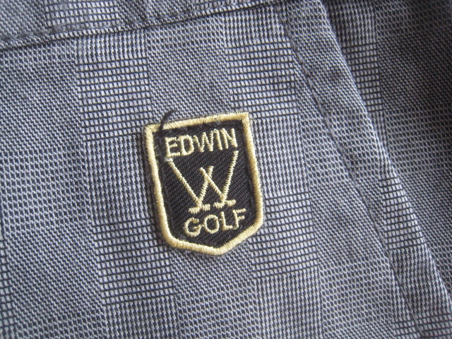 美品!!エドウィン ゴルフ EDWIN GOLF*ロゴワッペン付き グレンチェック柄ストレッチコットンパンツ M グレー_画像4