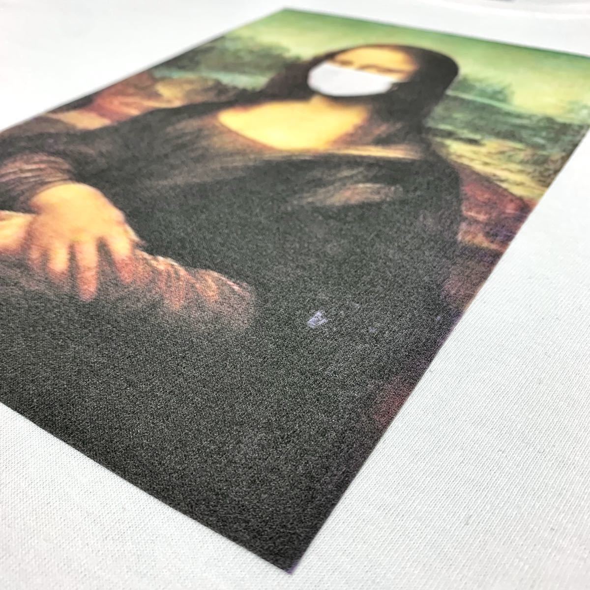 新品 未使用 モナリザ マスク ダヴィンチ 絵画 アート パロディ 大きい オーバー サイズ ビッグ ロンT 長袖 Tシャツ ユニセックス XXXL(4L)