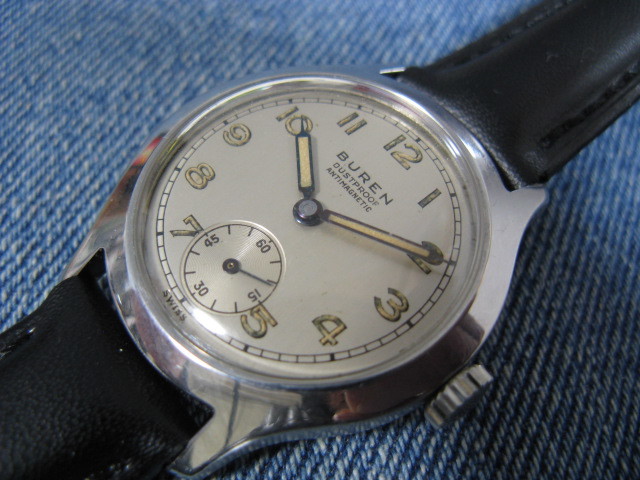 1950年代 BUREN ビュレン オールSS ブリティッシュウォッチ 英国アンティーク腕時計 稼働デットストック級品 注油済み_画像3