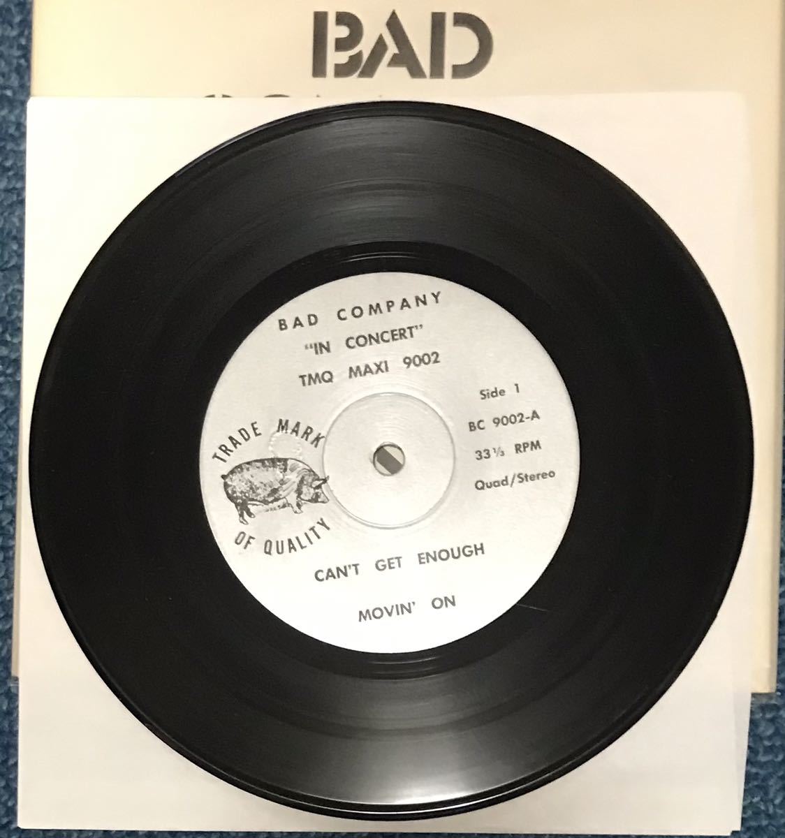 Bad Company Live in concert mega rare US vintage tmq original BC9002 7inch tmoq bootleg ブート Ex/Ex+_画像3