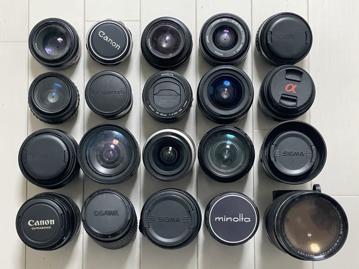 ジャンク扱い　カメラレンズ　20点　PENTAX 　Nikon　CANON　RICOH　SIGMA等　メーカー色々　まとめ　大量　同梱不可_画像1