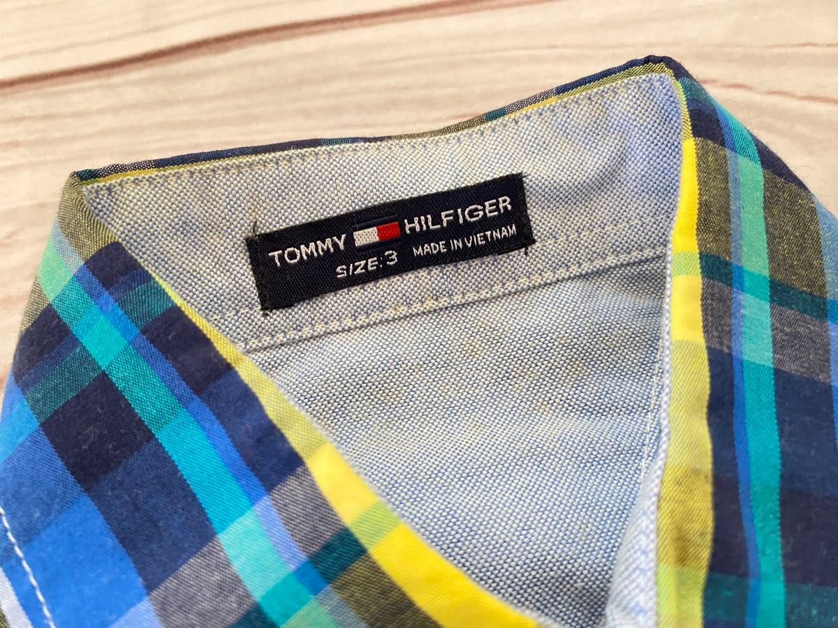 【未使用】トミーヒルフィガーチェック柄コットン長袖シャツTOMMY HILFIGERキッズ男の子