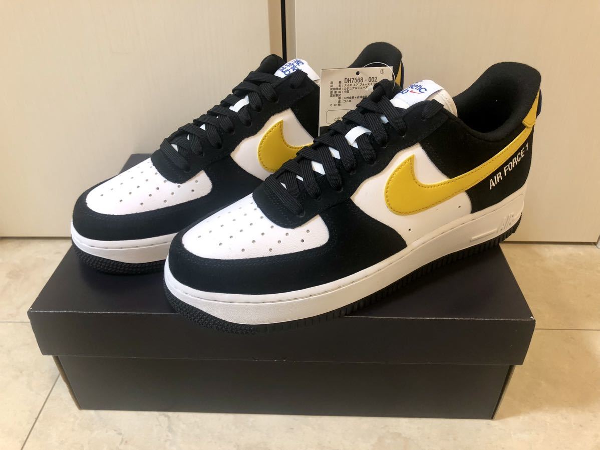 新品★NIKE ナイキAIRFORCE1 '07LV8 Athletic Clubエアフォース1★US9 27cmホワイトブラックイエロー白黒黄スニーカー阪神タイガースカラー_画像1