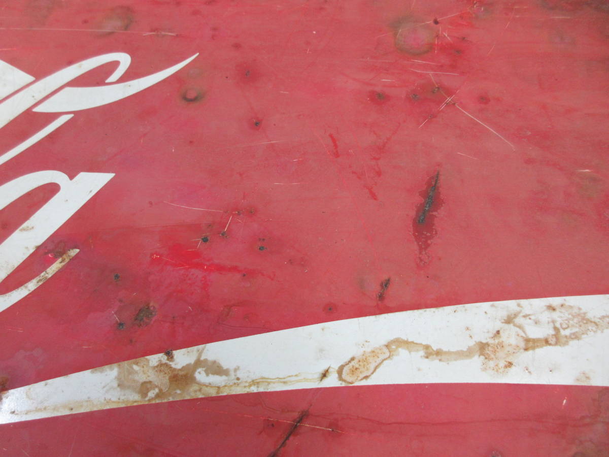 M【12-7】●12 Coca-Cola コカ・コーラ 大型看板 片面 長方形 角型 サイズ約45×136.5cm / レトロ アンティーク 広告 宣伝_画像6
