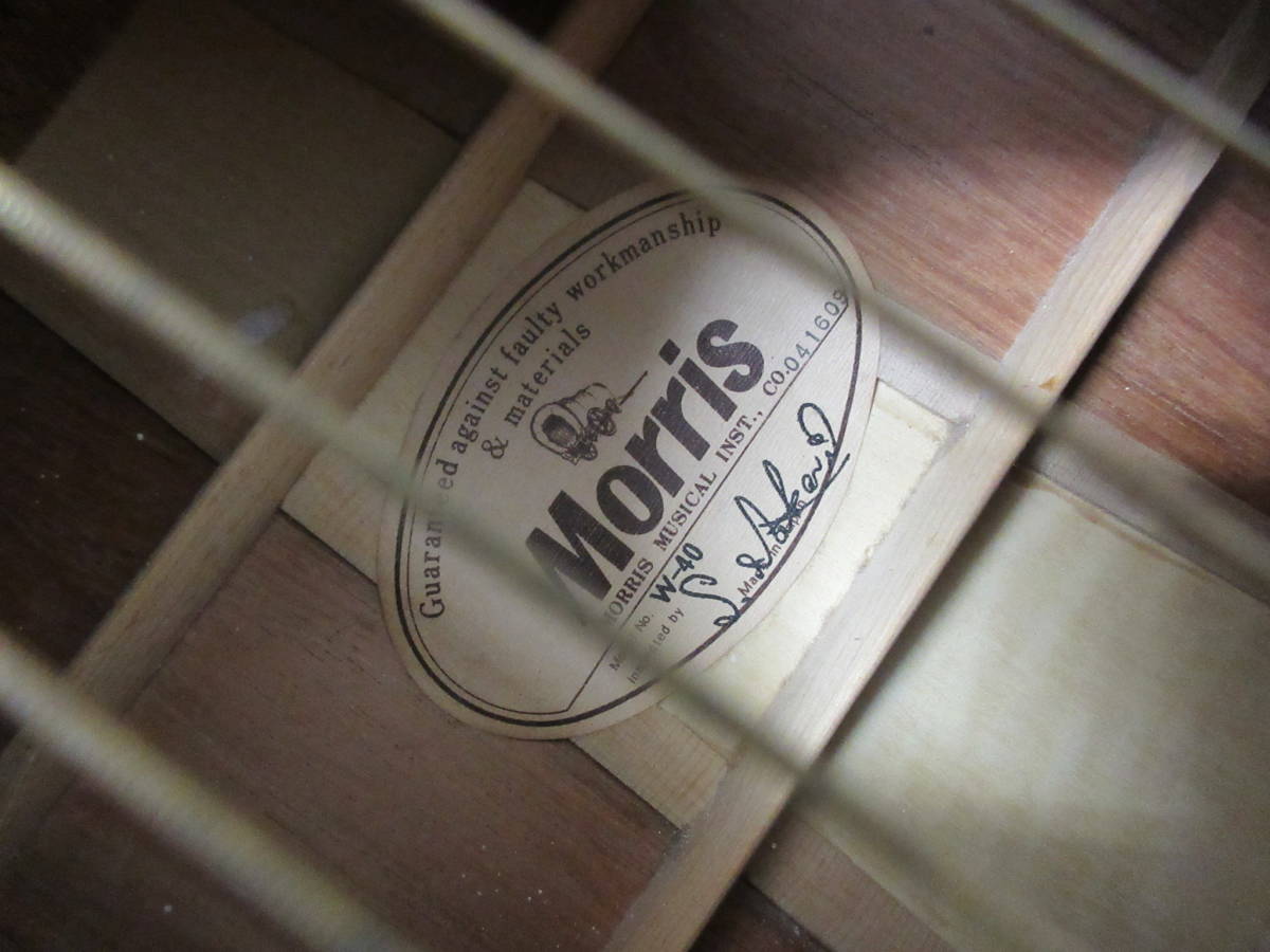 M【12-12】□12 Morris モーリス アコースティックギター W-40 ハードケース付き ジャンク品_画像9