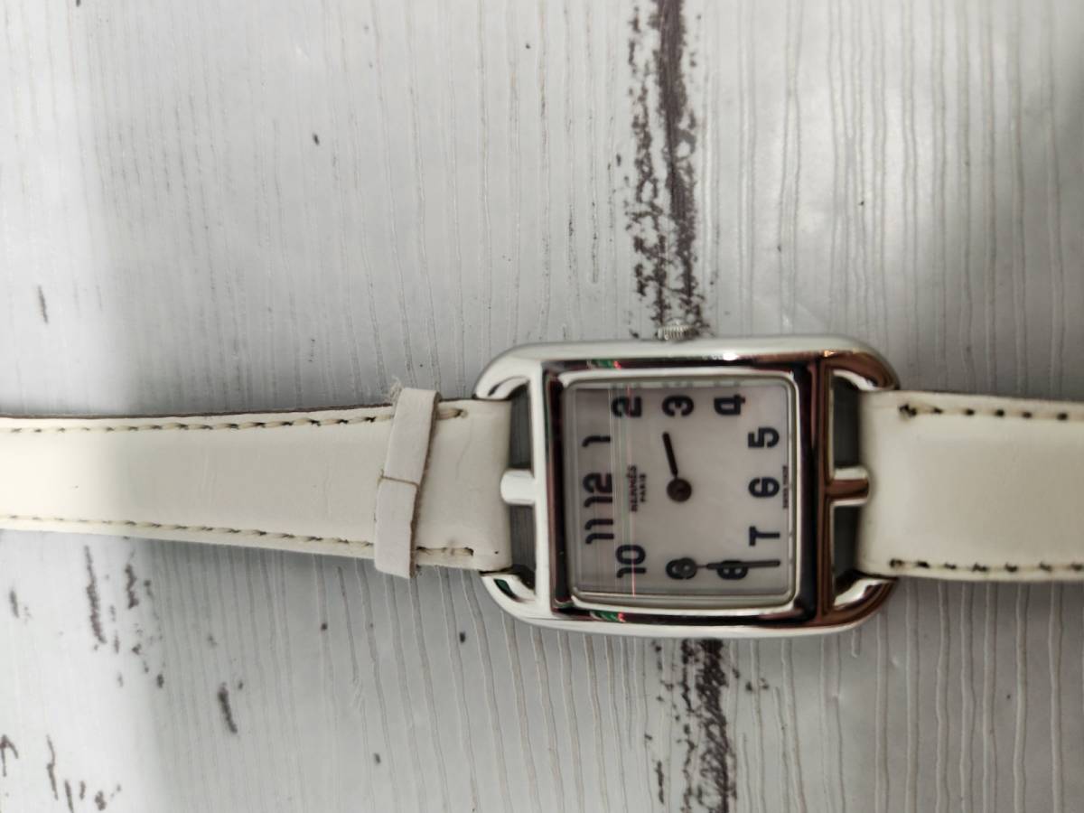 ☆GOL☆【ジャンク品】 エルメス ケープコッド CC1.210 白 ホワイト レディース 腕時計 ※針外れの画像3