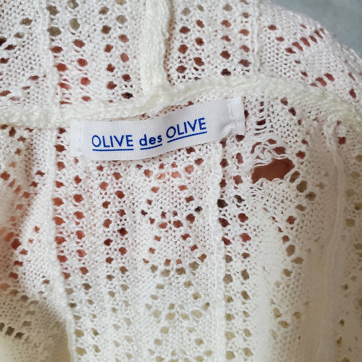 OLIVE des OLIVE　レース編みニットパーカー　ホワイト　オリーブデオリーブ　フリーサイズ わけアリ_画像8