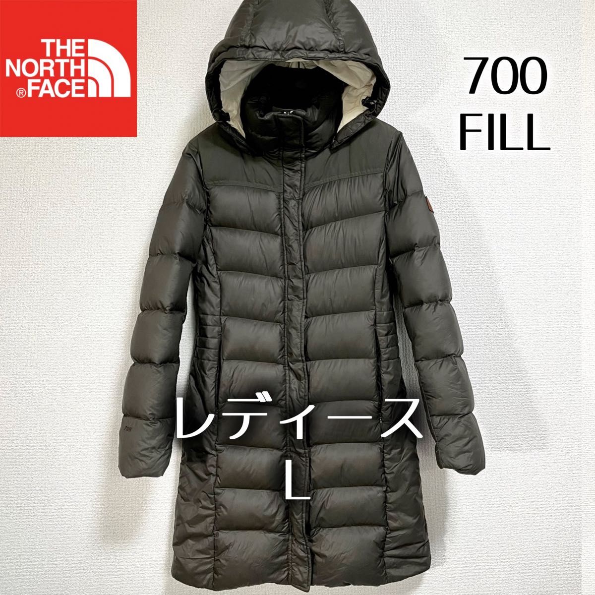 美品希少ノースフェイス ダウンコート レディースL ホワイトレーベル フード着脱可 THE NORTH FACE 700フィル